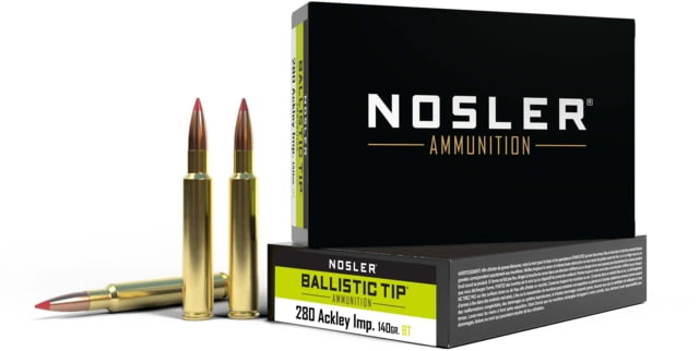 ler .280 Remington Ackley Improved 140 Grain Ballistic Tip Brass Cased Centerfire Rifle 20 Rounds Ammo