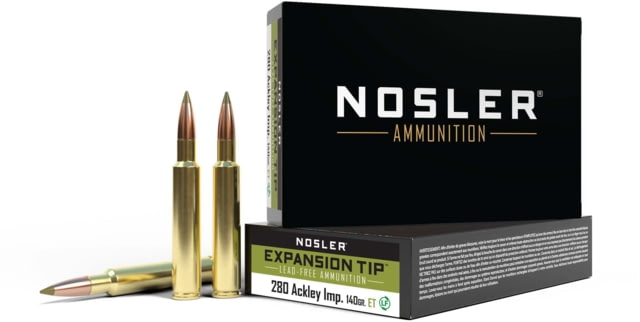 ler .280 Remington Ackley Improved 140 Grain E-Tip Lead-Free Brass Cased Centerfire Rifle 20 Rounds Ammo