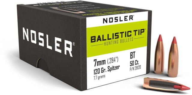 Nosler 28120 Ballistic Tip Hunting 7mm .284 120 GR Spitzer 50 Box by USA Nosler Reloading Bullets & Shot
