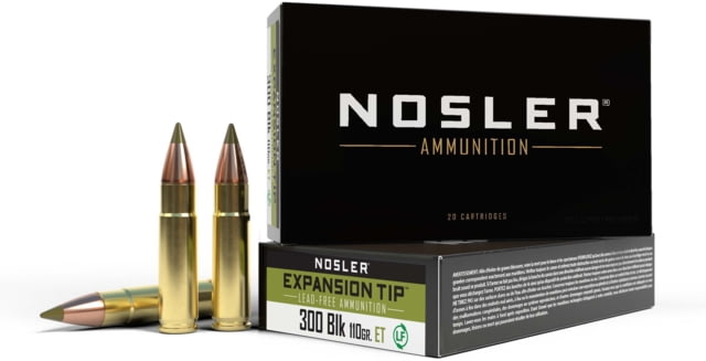 Nosler .300 AAC Blackout 110 Grain E-Tip Lead-Free Brass Cased Centerfire Rifle Ammo 20 Rounds ler .300 AAC Blackout 110 Grain E-Tip Lead-Free Brass Cased Centerfire Rifle 20 Rounds Ammo