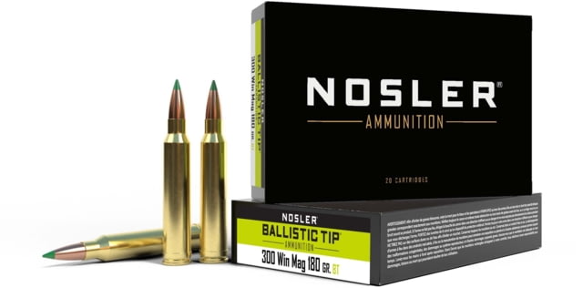 Nosler .300 Winchester Magnum 180 Grain Ballistic Tip Brass Cased Centerfire Rifle Ammo 20 Rounds ler .300 Winchester Magnum 180 Grain Ballistic Tip Brass Cased Centerfire Rifle 20 Rounds Ammo