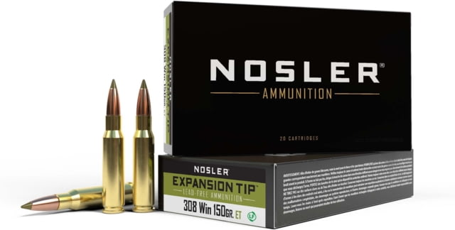 Nosler .308 Winchester 150 Grain E-Tip Lead-Free Brass Cased Centerfire Rifle Ammo 20 Rounds ler .308 Winchester 150 Grain E-Tip Lead-Free Brass Cased Centerfire Rifle 20 Rounds Ammo