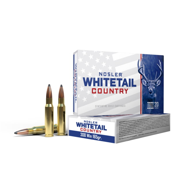 ler Whitetail Country 308 Winchester 165 Grain Solid Base Brass Cased Rifle 2800 FPS 20 Rounds Ammo