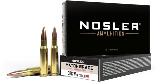 ler .308 Winchester 175 Grain Custom Competition Brass Cased Centerfire Rifle 20 Rounds Ammo