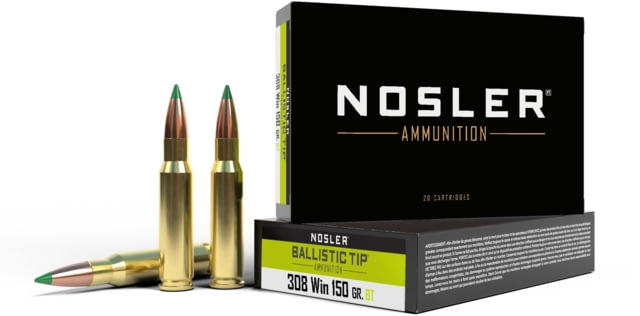 ler .308 Winchester Ballistic Tip 150 Grain Brass Cased 20 Rounds Ammo