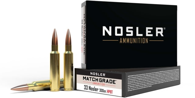 ler .33 Nosler Custom Competition 300 Grain Brass Cased 20 Rounds Ammo