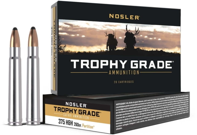 ler .375 H&H Magnum 260 Grain Nosler Partition Brass Cased Centerfire Rifle 20 Rounds Ammo