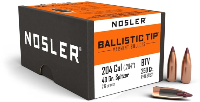 Nosler 39521 Ballistic Tip Varmint 204 Caliber .204 40 GR Ballistic Tip Varmint by USA Nosler Reloading Bullets & Shot