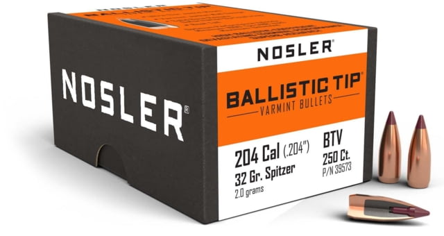 Nosler 39573 Ballistic Tip Varmint 204 Caliber .204 32 GR Ballistic Tip Varmint by USA Nosler Reloading Bullets & Shot