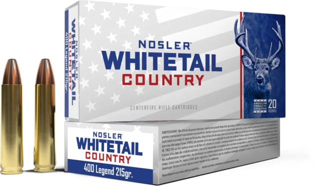 Nosler Whitetail Country .400 legend 215 Grain Soft Point Brass Cased Rifle Ammunition 20 Rounds Brass