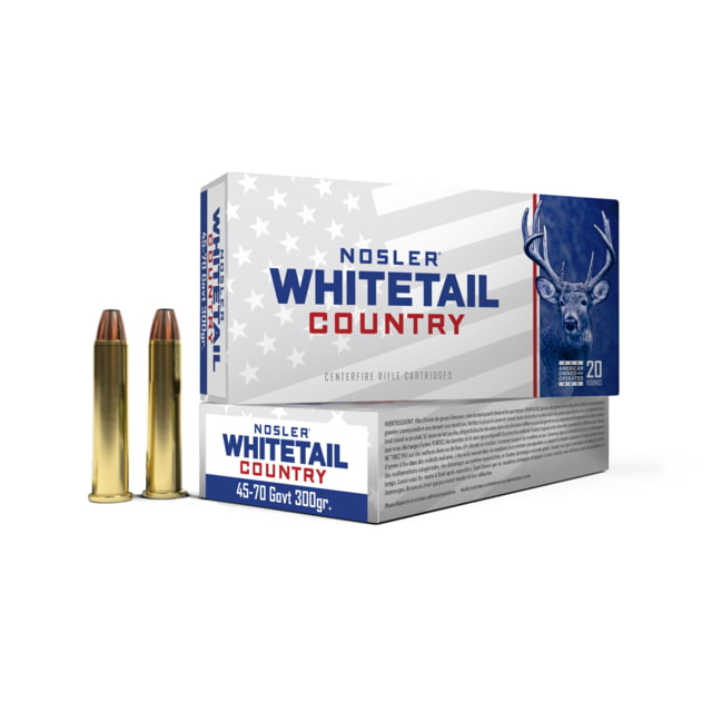 ler Whitetail Country 45-70 Government 300 Grain Solid Base Brass Cased Rifle 1950 FPS 20 Rounds Ammo
