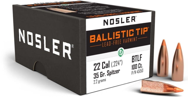 Nosler 45150 Ballistic Tip Lead Free 22 Caliber .224 35 GR Ballistic Tip Lead-Fr by USA Nosler Reloading Bullets & Shot
