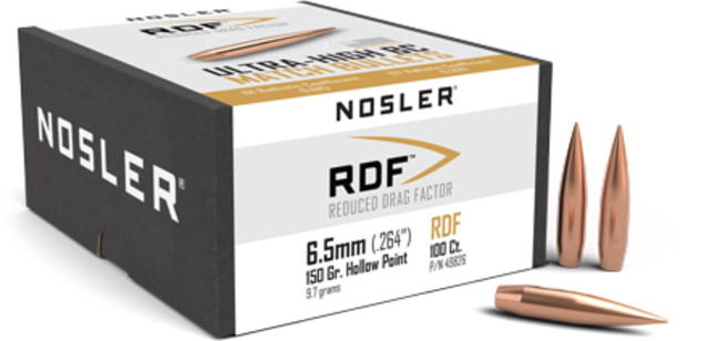 Nosler RDF 6.5mm 150 Gr Hollow Point Boat Tail 100 Per Box by USA Nosler Reloading Bullets & Shot