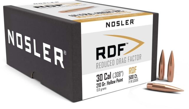 Nosler 53506 RDF 30 Caliber .308 210 GR Hollow Point Boat Tail HPBT 500 Box by USA Nosler Reloading Bullets & Shot