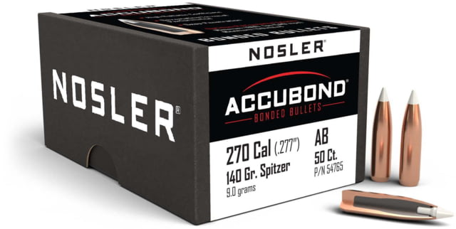 Nosler 54765 AccuBond 270 Caliber .277 140 GR Spitzer Point 50 Box by USA Nosler Reloading Bullets & Shot