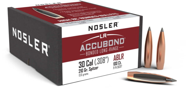 Nosler 58317 AccuBond Long Range 30 Caliber .308 210 GR Spitzer Point 100 Box by USA Nosler Reloading Bullets & Shot
