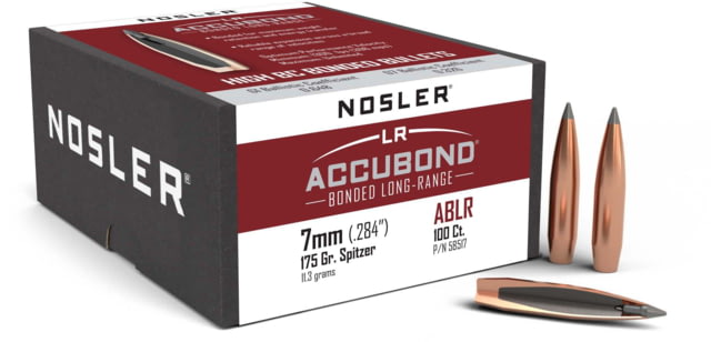 Nosler AccuBond Long Range .284 Diameter 7MM 175 Grain Spitzer Boat Tail 100 Count - Nosler