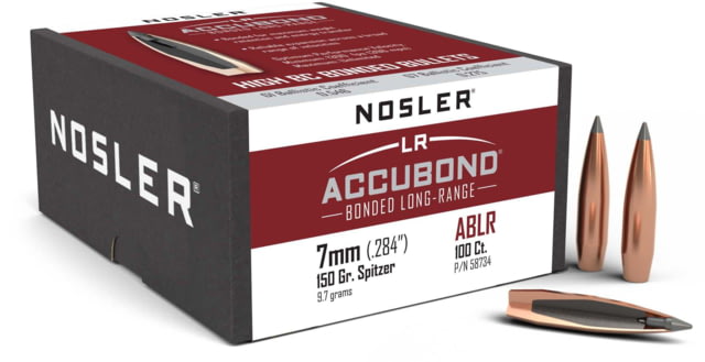 Nosler 58734 AccuBond Long Range 7mm .284 150 GR Spitzer Point 100 Box by USA Nosler Reloading Bullets & Shot