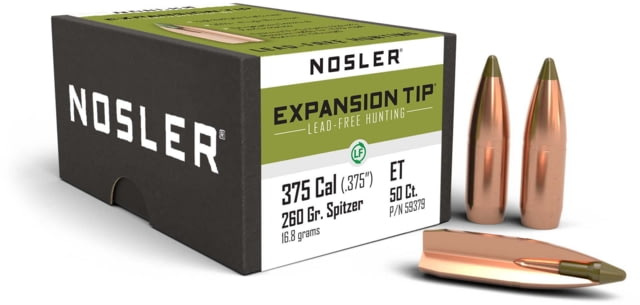 Nosler 59379 E-Tip Lead Free 357 Cal 260 GR Spitzer Boat Tail SBT 50 Box by USA Nosler Reloading Bullets & Shot