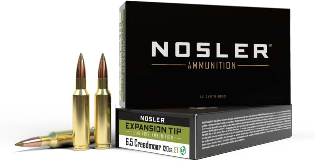 Nosler 6.5mm Creedmoor 120 Grain E-Tip Brass Cased Centerfire Rifle Ammo 20 Rounds ler 6.5mm Creedmoor 120 Grain E-Tip Brass Cased Centerfire Rifle 20 Rounds Ammo