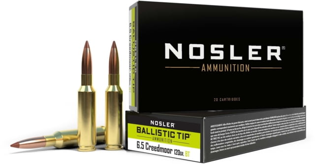 Nosler 6.5mm Creedmoor 120 Grain Ballistic Tip Brass Cased Centerfire Rifle Ammo 20 Rounds ler 6.5mm Creedmoor 120 Grain Ballistic Tip Brass Cased Centerfire Rifle 20 Rounds Ammo