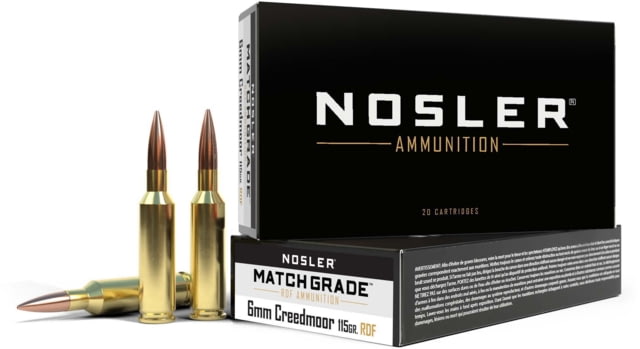 ler RDF 6mm Creedmoor 115 Grain Round Nose Flat Point Brass Cased Centerfire Rifle 20 Rounds Ammo