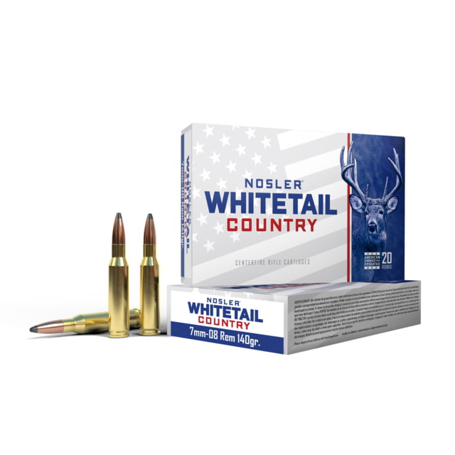 Nosler Whitetail Country 7mm-08 Remington 140 Grain Solid Base Brass Cased Rifle Ammo 2825 FPS 20 Rounds ler Whitetail Country 7mm-08 Remington 140 Grain Solid Base Brass Cased Rifle 2825 FPS 20 Rounds Ammo