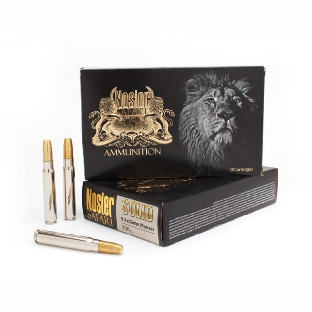 Nosler 9.3x62mm Mauser Partition 286 Grain Nickle Plated Cased 20 Rounds ler 9.3x62mm Mauser Partition 286 Grain Nickle Plated Cased 20 Rounds Ammo