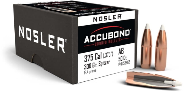 Nosler AccuBond Rifle Bullet .375 Caliber 300gr, 50ct, 53662 by USA Nosler Reloading Bullets & Shot