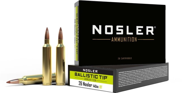 ler Ballistic Tip Hunting 26 Nosler 140gr Ballistic Tip Brass Centerfire Rifle 20 Rounds Ammo