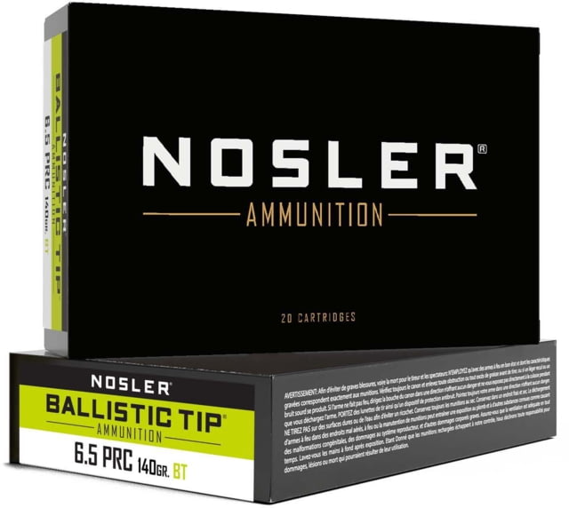Nosler Ballistic Tip Hunting 6.5 PRC 140gr Ballistic Tip Brass Centerfire Rifle Ammo 20 Rounds ler Ballistic Tip Hunting 6.5 PRC 140gr Ballistic Tip Brass Centerfire Rifle 20 Rounds Ammo