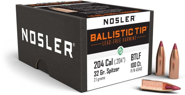 Nosler Ballistic Tip Lead Free Varmint Rifle Bullet .20 Caliber 32gr, 100ct, 45140 by USA Nosler Reloading Bullets & Shot