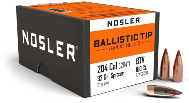 Nosler Ballistic Tip Varmint Rifle Bullet .20 Caliber 32gr, 50ct, 35216 by USA Nosler Reloading Bullets & Shot