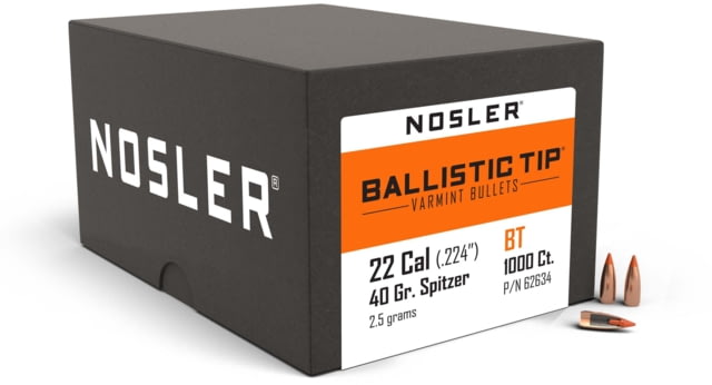 Nosler Ballistic Tip Varmint Rifle Bullet .22 Caliber 40gr, 1000ct, 62634 by USA Nosler Reloading Bullets & Shot