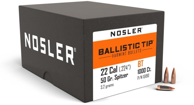 Nosler Ballistic Tip Varmint Rifle Bullet .22 Caliber 50gr, 1000ct, 15190 by USA Nosler Reloading Bullets & Shot