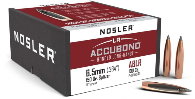 Nosler AccuBond Long Range 6.5mm Caliber 150 Grain Rifle Bullets, 100 Bullets, 58930 by USA Nosler Reloading Bullets & Shot