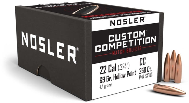 Nosler Custom Competition Rifle Bullet .22 Caliber 69gr HPBT, 250ct, 53065 by USA Nosler Reloading Bullets & Shot