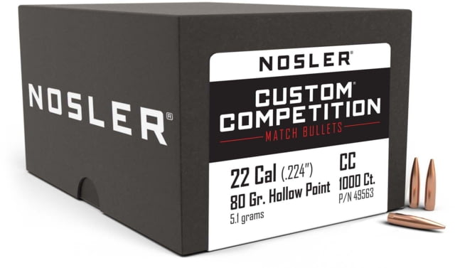 Nosler Custom Competition Rifle Bullet .22 Caliber 80gr HPBT, 1000ct, 49563 by USA Nosler Reloading Bullets & Shot