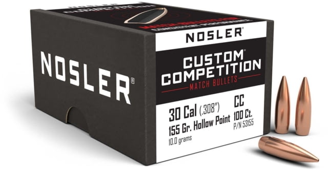 Nosler Custom Competition Rifle Bullet .30 Caliber 155gr HPBT, 100ct, 53155 by USA Nosler Reloading Bullets & Shot