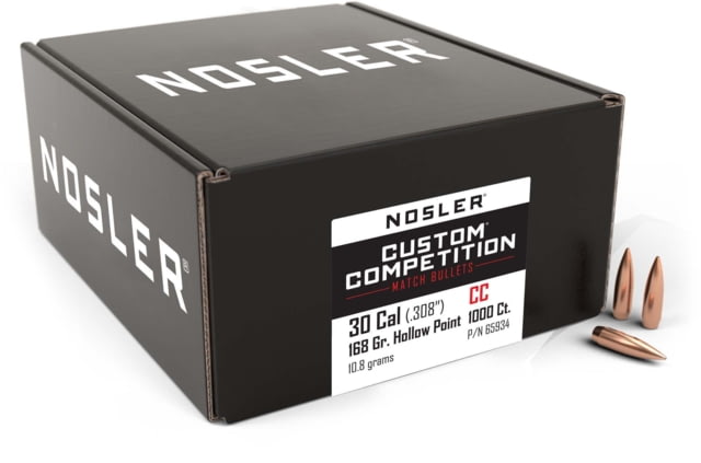 Nosler Custom Competition Rifle Bullet .30 Caliber 168gr HPBT, 1000ct, 65934 by USA Nosler Reloading Bullets & Shot
