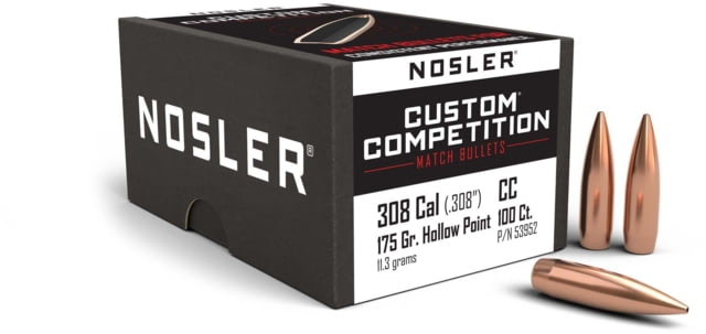 Nosler Custom Competition Rifle Bullet .30 Caliber 175gr HPBT, 100ct, 53952 by USA Nosler Reloading Bullets & Shot