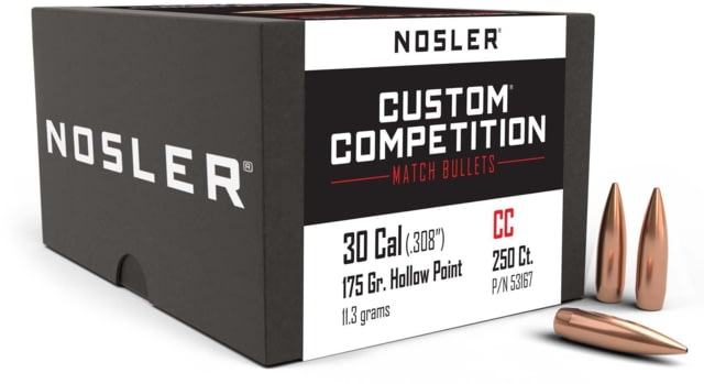 Nosler Custom Competition Rifle Bullet .30 Caliber 175gr HPBT, 250ct, 53167 by USA Nosler Reloading Bullets & Shot