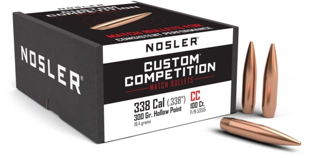 Nosler Custom Competition Rifle Bullet .338 Caliber 300gr HPBT, 100ct, 53515 by USA Nosler Reloading Bullets & Shot