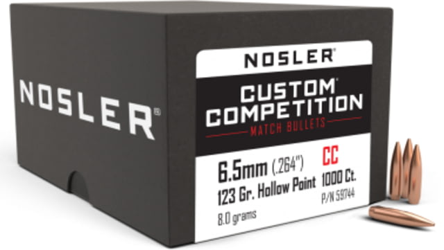 Nosler Custom Competition Rifle Bullet, 6.5mm, 123 grain, HPBT, 1000ct, 59744 by USA Nosler Reloading Bullets & Shot