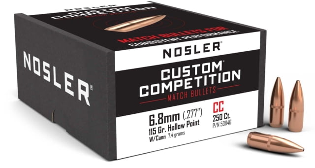 Nosler Custom Competition Rifle Bullet 6.8mm 115gr HPBT, 250ct, 53846 by USA Nosler Reloading Bullets & Shot