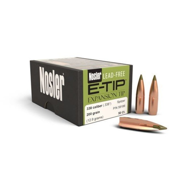 Nosler E-Tip Rifle Bullet .338 Caliber 200gr, 50ct, 59186 by USA Nosler Reloading Bullets & Shot
