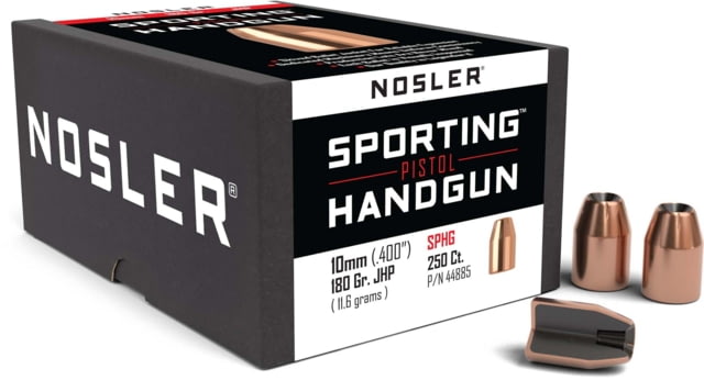 Nosler HandGun Pistol Bullet 10mm 180gr JHP, 250ct, 44885 by USA Nosler Reloading Bullets & Shot