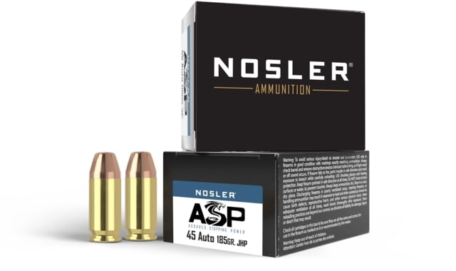 ler ASP 185 Grain .45 ACP 185 Grain Jacketed Hollow Point Brass Cased Pistol 20 Rounds Ammo