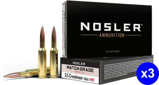 ler Match Grade 6.5mm Creedmoor 140 Grain Custom Competition Brass Cased Centerfire Rifle 60 Rounds Ammo