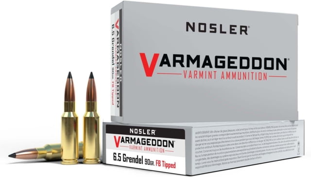 ler Match Grade 6.5mm Grendel 90 Grain Flat Base Tipped Brass Cased Centerfire Rifle 20 Rounds Ammo